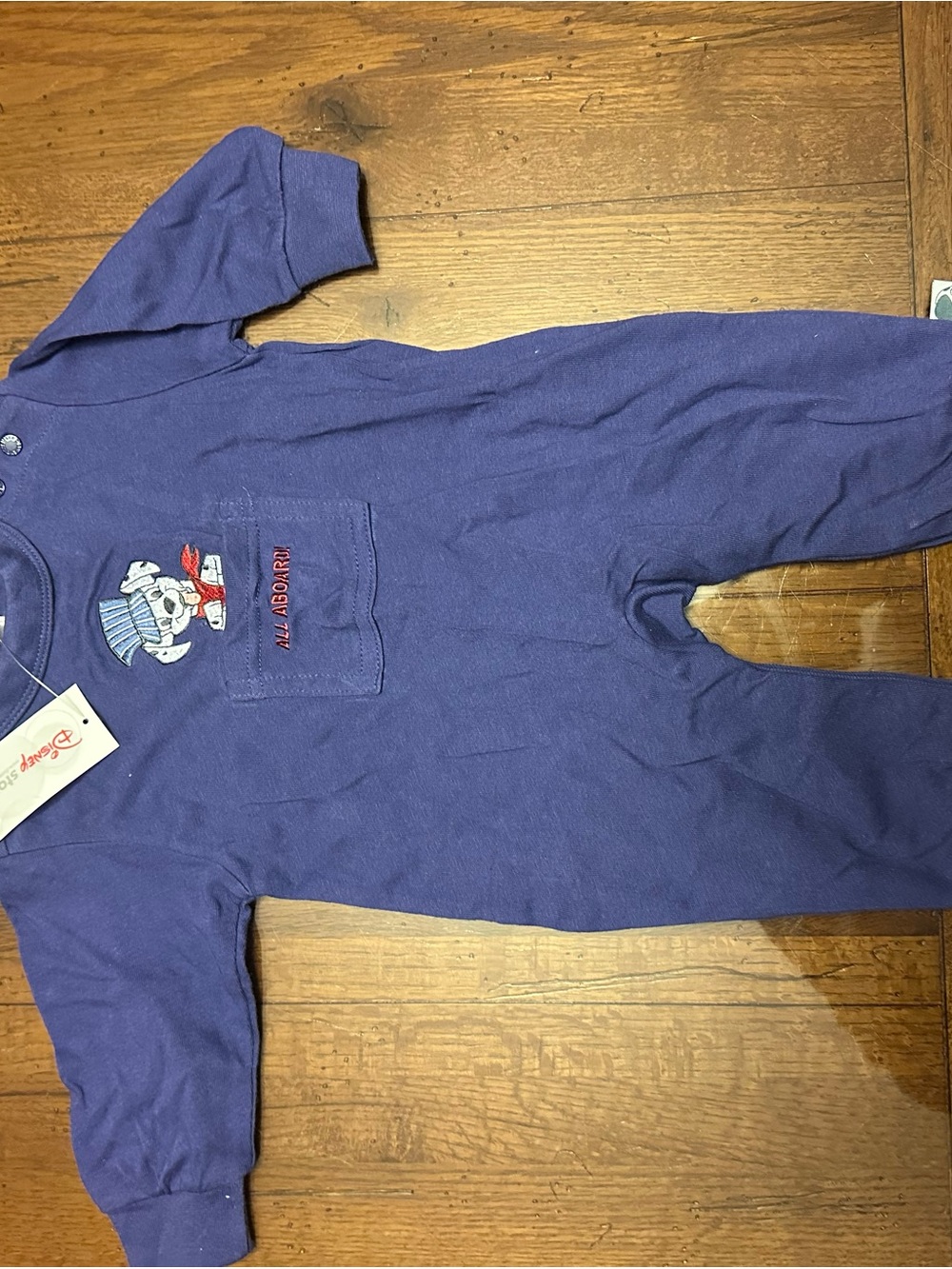 RARE VINTAGE NWT Disney Store 6M Romper w/ Embroidered All Aboard Dalmatian